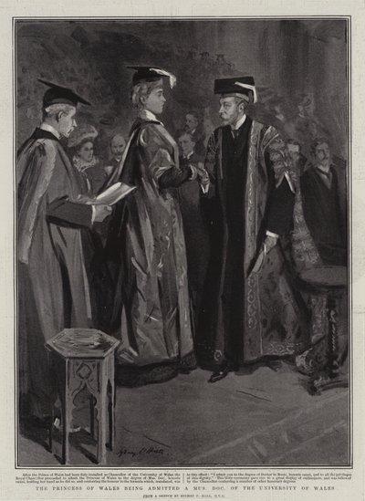 Die Prinzessin von Wales wird zur Doktorin der Musik der Universität von Wales ernannt von Sydney Prior Hall