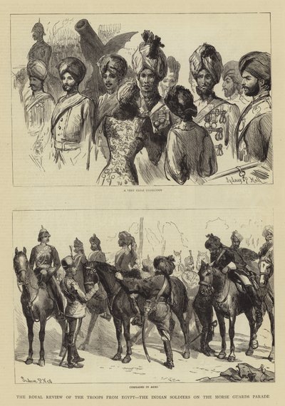 Die königliche Überprüfung der Truppen aus Ägypten, die indischen Soldaten auf der Horse Guards Parade von Sydney Prior Hall
