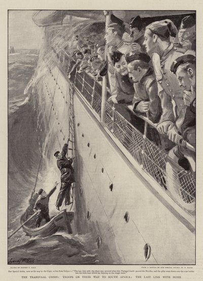 Die Transvaal-Krise, Truppen auf dem Weg nach Südafrika, die letzte Verbindung zur Heimat von Sydney Prior Hall