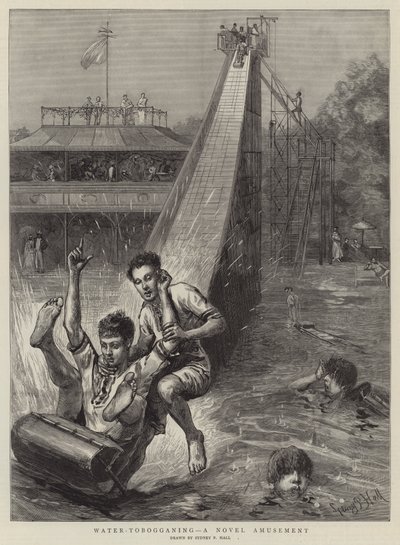 Wassertobogganing, eine neue Vergnügung von Sydney Prior Hall