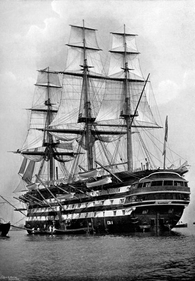 Das Schulschiff HMS St Vincent in Portsmouth, Hampshire, 1896 von Symonds and Co