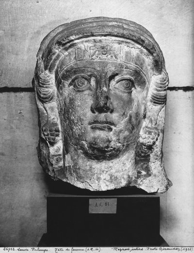Kopf einer Dame aus Palmyra, Mitte des 2. Jahrhunderts n. Chr. (rosa Kreide) von Syrian