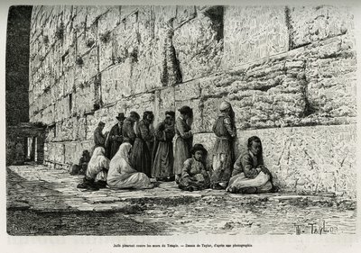 Juden weinen an den Mauern des Tempels (Klagemauer). Gravur von Taylor, zur Illustration von La Syria d