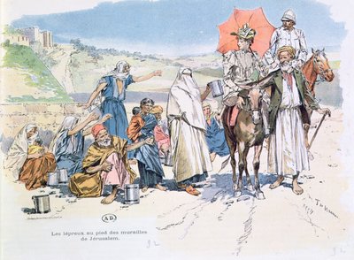 Aussätzige vor den Mauern Jerusalems, 1892 von T. de Haener