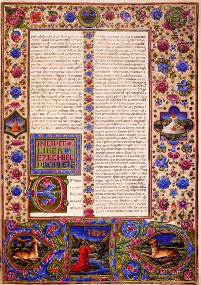 Incipit aus dem Buch Ezechiel, aus Band II der Bibel von Borso d