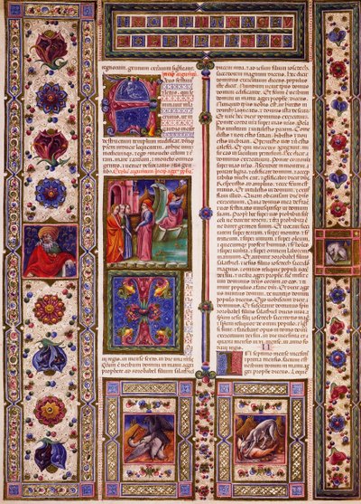 Incipit aus dem Buch Nahum, aus Band II der Bibel von Borso d