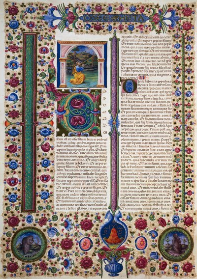 Incipit aus dem Buch des Propheten Hosea, aus Band II der Bibel von Borso d