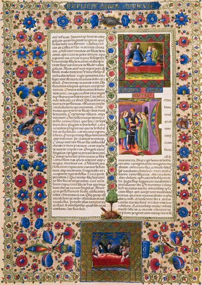 Incipit aus dem Buch Ruth, aus Band II der Bibel von Borso d