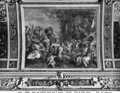 Szene mit Nymphen, Detail von der Decke eines Bankettsaals, Villa Giulia, Rom von Taddeo Zuccaro