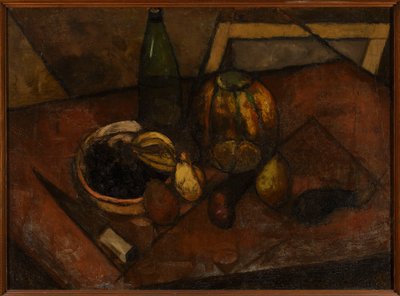 Stillleben mit Melone und Messer von Tadeusz Makowski