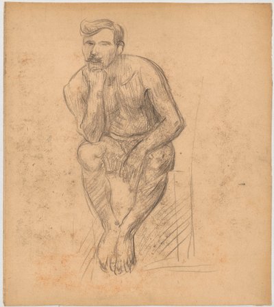 Studie eines sitzenden männlichen Aktes von Tadeusz Makowski