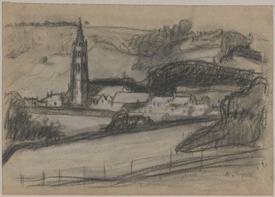 Ansicht einer Stadt mit Kirchturm von Tadeusz Makowski