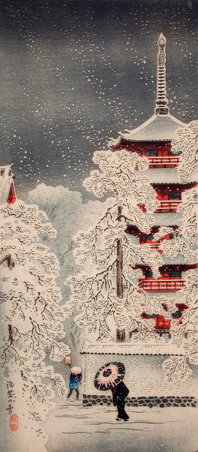 Schnee bei Asakusa, Yedo, Musashi-Provinz von Takahashi Hiroaki