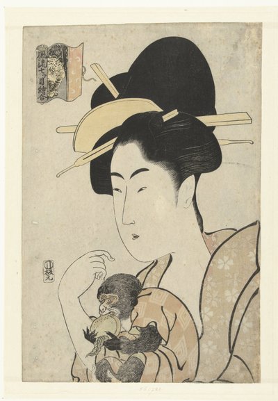 Frau mit Äffchen: Affe und Tiger von Tamagawa Shucho