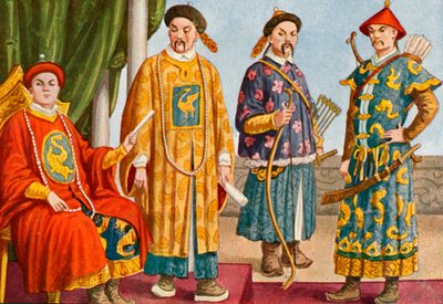 Chinesische Kostüme - Kaiser, Mandarin und Militärmandarin von Tancredi Scarpelli