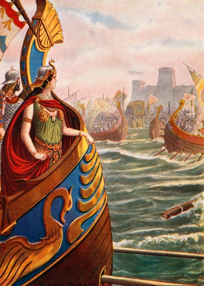 Kleopatra in der Schlacht von Actium von Tancredi Scarpelli