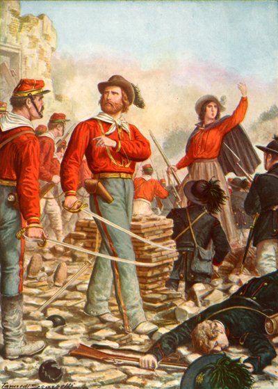 Garibaldi und seine Frau Anita verteidigen Rom im Jahr 1849 von Tancredi Scarpelli