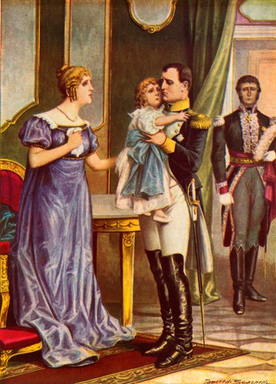 Napoleon verabschiedet sich von seiner Familie, als er nach Elba aufbricht von Tancredi Scarpelli