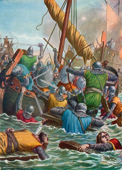 Seeschlacht im Jahr 806 zwischen den Venezianern und den Franken von Tancredi Scarpelli