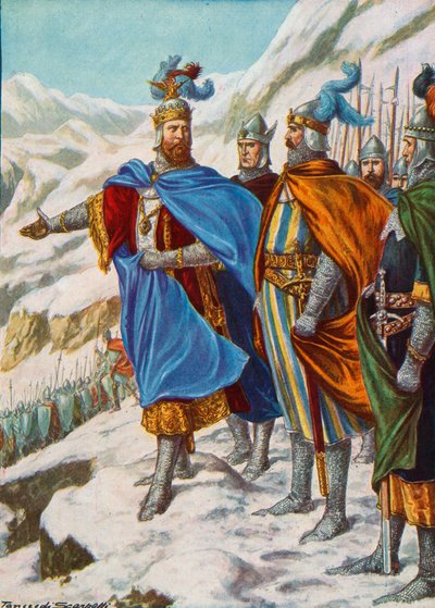Otto I., Heiliger Römischer Kaiser, fällt 951 in Italien ein von Tancredi Scarpelli