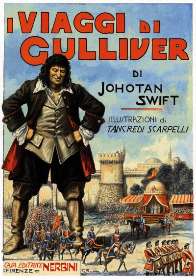 Die Reisen von Gulliver - Umschlag für eine der Ausgaben von Jonathan Swift (1667 - 1745). Editions Nerbini, Florenz. Italien von Tancredi Scarpelli