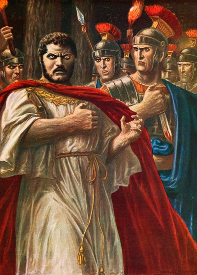 Der Kaiser Caracalla kurz vor seiner Ermordung durch Julius Martialis von Tancredi Scarpelli
