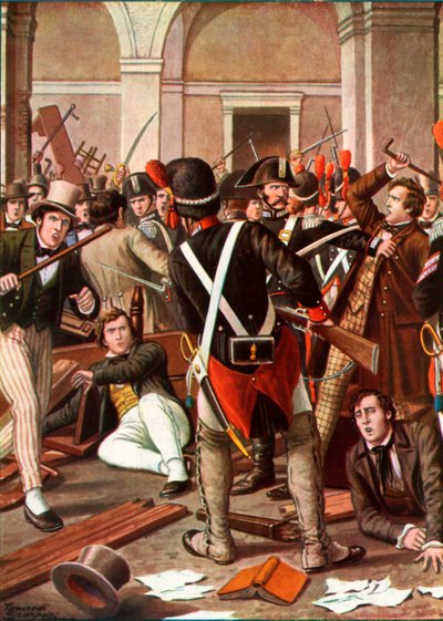 Der Aufstand der Studenten der Universität Turin, 1821 von Tancredi Scarpelli