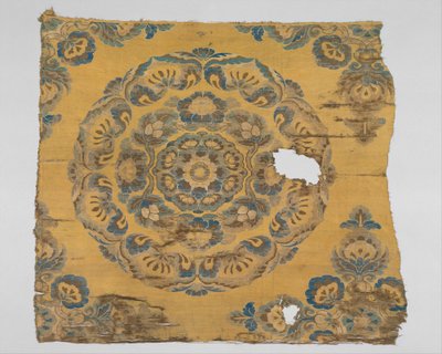 Stoff mit Blumenmedaillon, ca. 800 von Tang Dynasty Chinese School