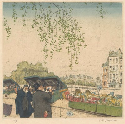 Buchhändler an einem Kai in Paris von Tavík František Šimon (signed by artist)