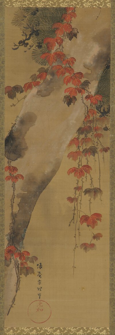 Kiefer und Herbstrebe, Edo-Periode, spätes 18. Jahrhundert von Tawaraya Sōri