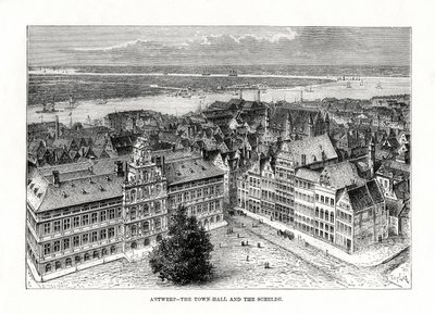 Rathaus und Fluss Schelde, Antwerpen, Belgien, 1879 von Taylor
