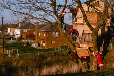 Kinder in einem aufwendigen Baumhaus, Kansas City von Ted Spiegel