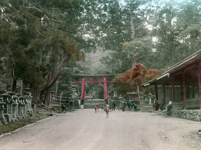 Eingang zum Laternen-Schrein im Kasauga Taisha Park, Nara, um 1900 - 1915 von Teijiro Takagi