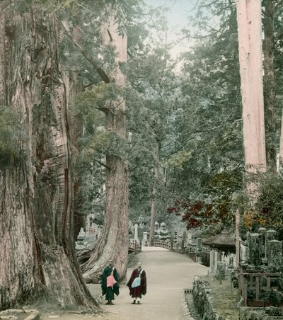 Okuno-In Friedhof auf dem Berg Koya in Yamamoto, um 1900 - 1915 von Teijiro Takagi