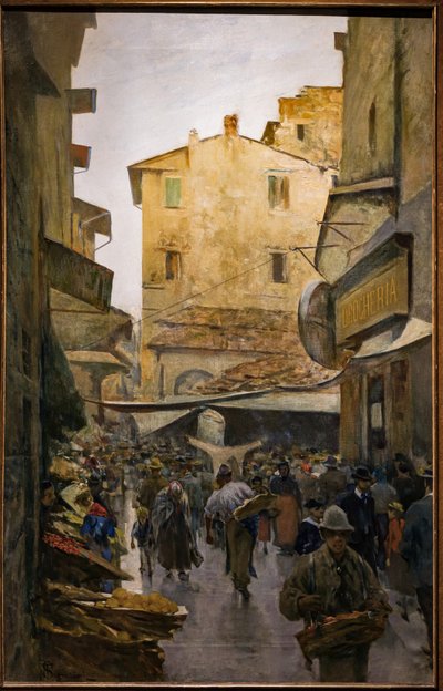 Der Alte Markt von der Degli Speziali Straße, ca. 1882 von Telemaco Signorini