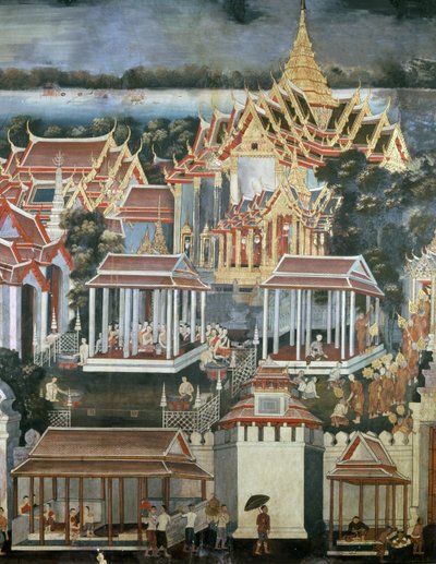 Opfergaben an Mönche im Tempel des Smaragd-Buddhas, 1864 von Thai School