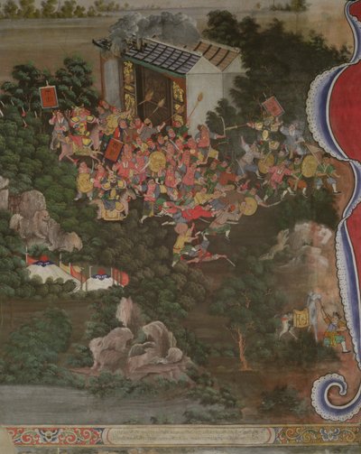 Szene mit chinesischem Einfluss, Sala Geng, Wat Bowonniwet Vihara, Bangkok von Thai School