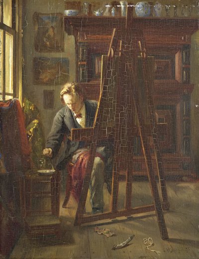 Der Künstler George Jan Hendrik Poggenbeek in seinem Atelier von Theo Hanrath