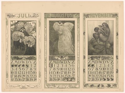 Kalender für Juli, August und November 1910 von Theo van Hoytema