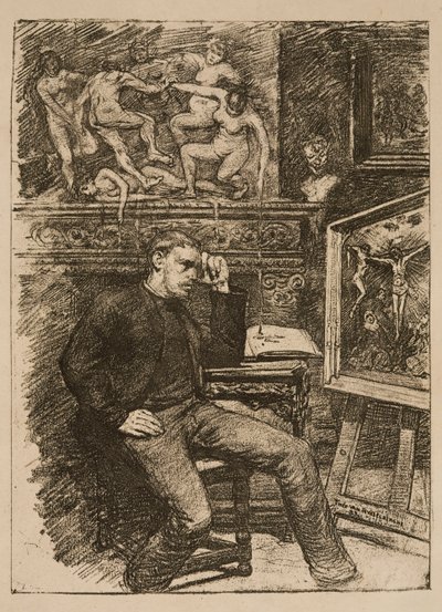 Frontispiz für die Novelle "Contes de minuit" von Emile Verhaeren von Théo van Rysselberghe