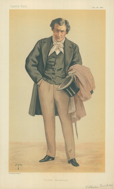 M. Victorien Sardou, Ficelle dramatique, 25. Dezember 1880, Vanity Fair Karikatur von Theobald Chartran