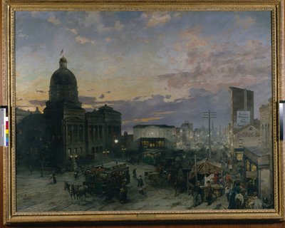 Washington Street, Indianapolis bei Dämmerung von Theodor Groll