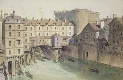 Ansicht von Petit Chatelet und der Petit Pont im Jahr 1717, Illustration aus 