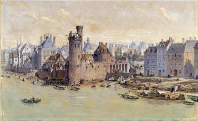 Ansicht des Turms von Nesles in Paris im 17. Jahrhundert. Aquarell von Theodore Joseph Hubert Hoffbauer (1839-1922) 19. Jahrhundert. Paris, Musée Carnavalet von Theodor Josef Hubert Hoffbauer