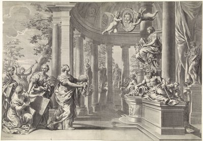 Allegorische Darstellung: der Tempel der Weisheit von Theodor Matham
