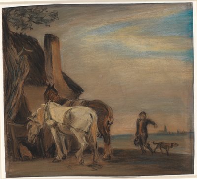 Karl, der Wasser zu zwei Pferden bringt (Kopie nach Paulus Potters Gemälde im Louvre) von Theodor Philipsen