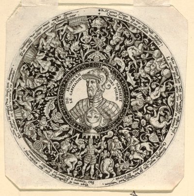 Entwurf für eine gravierte Tazza mit einem Porträt des Herzogs von Alba als Kommandant der Torheit von Theodor de Bry