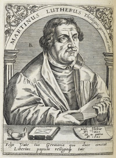 Martin Luther. (1483-1546). Deutscher Reformator und Begründer der Reformation. Porträt. von Theodor de Bry