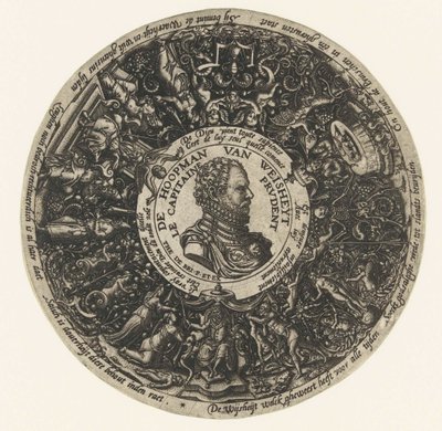 Medaillon mit der Büste des Kapitäns der Weisheit, Theodor de Bry, ca. 1577 - ca. 1578 von Theodor de Bry
