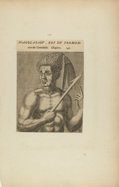 Nacol-Absov, König des Vorgebirges... (aus dem Buch, Les Vrais Pourtraits et Vies des Hommes Illustres) von Theodor de Bry